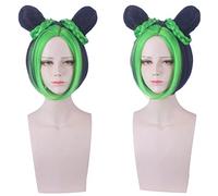Wig for Anime Wigs Cosplay Christmas Jojo'S Bizarre Adventure Empty Strip Xu Lun / Xu Xu Cosplay Wig Red Yellow Blue Green Color: Pl-397 (Green Ink Blue)