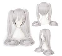 Wig for Anime Wigs Cosplay Christmas Miku Senbon Sakura Hatsune Snow Hatsune Sakura Hatsune Albino Hatsune Kamori Sanae Cosplay Wig Color:Cy120-26 (Silver White)