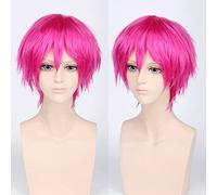 Wig for Carnival Nightlife CluI Party Dress Up Wig Cos Wig Juvenile Anti-Curled Short Hair Color Universal Men'S Wig Cosplay Anime Wig Color:Pl-002-25#玫瑰红