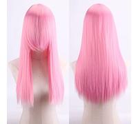 Wig for Carnival Nightlife CluI Party Dress Up Wig Cosplay Anime Wig High Temperature Silk Rose Net Colorful 60Cm Thickening Long Straight Hair Color:Zf60-15 Thickening