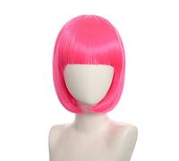 Wig for Carnival Nightlife CluI Party Dress Up Wig Cosplay Nightclub Show Bar Oblique Bangs Female Short Hair Pink Beige Blue Bobo Bobo Wig Color:K051-8