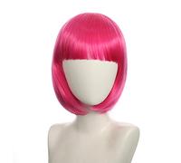 Wig for Carnival Nightlife CluI Party Dress Up Wig Cosplay Nightclub Show Bar Oblique Bangs Female Short Hair Pink Beige Blue Bobo Bobo Wig Color:K051-15