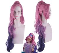 Wig for Carnival Nightlife CluI Party Dress Up Wig Cosplay Wig Lol Kda Seraphine Pink Gradient Three-Color Ponytail