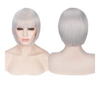 Wig for Carnival Nightlife CluI Party Dress Up Wig Cosplay Wig, Nightclub Girl, Short Hair, Bobo Head, Color Bobo Headgear Color:713-10 (Silver White)