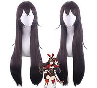 Wig for Carnival Nightlife CluI Party Dress Up Wig Cosplay Wig Original God Amber Brown Turned Both Sides Long Straight Hair