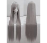 Wig for Carnival Nightlife CluI Party Dress Up Wig Cosplay Wig Universal 100Cm Color Long Straight Hair Cos Animation High Temperature Wire 099 Color:Rose Net 017 [1 Meter] Silver Gray