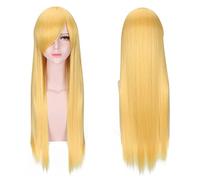 Wig for Carnival Nightlife CluI Party Dress Up Wig Cosplay Wig Universal 80Cm Color Long Straight Hair Style For Men And Women Universal Straight Hair Color:Zf80-08 Is Very Yellow (Rose Net)