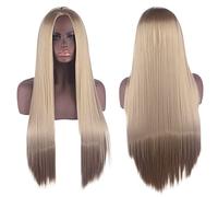 Wig for Carnival Nightlife CluI Party Dress Up Wig Cosplay Wig Universal Split Scalp Black Long Straight Hair 80Cm Anime Wig Color: Linen