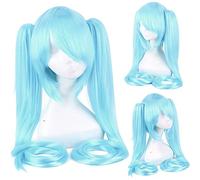 Wig for Carnival Nightlife CluI Party Dress Up Wig Miku Senbon Sakura Hatsune Snow Hatsune Sakura Hatsune Albino Hatsune Kamomori Sanae Cosplay Wig Color:Cy120-17 (Water Blue)