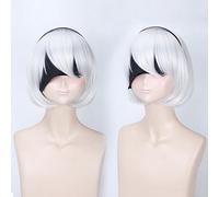 Wig for Carnival Nightlife CluI Party Dress Up Wig Nier: Mechanical Age 2B Nier Cos Wig Silver Yellowish No. 2 Type B Color: Pl-470 (Silver)