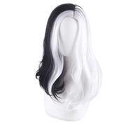Wig for Carnival Nightlife CluI Party Dress Up Wig Projectile Wheel Breaking Black and White Bear Sex To Anthropomorphic Cos Wig Nightclub Exaggerated Black and White Two-Colour Mid-Point Curly Hair