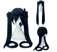 Wig for Carnival Nightlife CluI Party Dress Up Wig Vocaloid Hatsune Miku Series Tiger Mouth Clip Multicolor Double Ponytail Anime Wig Color: Black And Blue Strap Hatsune (2)