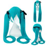 Wig for Carnival Nightlife CluI Party Dress Up Wig Vocaloid Hatsune Miku Series Tiger Mouth Clip Multicolor Double Ponytail Anime Wig Color: Blue Band Hatsune-1