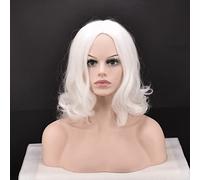 Wig for Christmas Cosplay Wig Beard Santa Claus White Curly Long Synthetic Hair Heat Resistance + Wig Cap Wig only