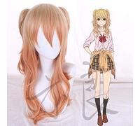Wig for Citrus Yuzu Aihara Wigs Dark Blonde Clip on Ponytail Wavy Cosplay Wig + Free Wig Cap