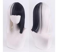 Wig for cos wig 101 loyal dog Cruella de Vil Kuila black and white witch color matching short curly hair Color:PL-805{40CM}