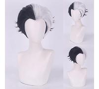 Wig for cos wig 101 loyal dog Cruella de Vil Kuila black and white witch color matching small short curly hair Color: YN186