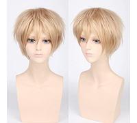 Wig for cos wig juvenile anti-curled short hair color universal men's wig cosplay anime wig color:PL-002-2#Linen