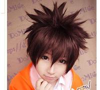 Wig for cos wig Sawada Tsunayoshi closes face soaring to the sky, thickened brown-red anime wig