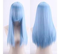 Wig for cosplay anime wig high temperature silk rose net colorful 60CM thickening long straight hair color:ZF60-23 thickening