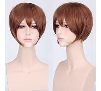 Wig for cosplay wig multicolor universal face short hair MSN black and white short hair bobo headgear wig color: K047-6 light brown