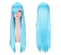 Wig for cosplay wig universal 80cm color long straight hair style for men and women universal straight hair color:ZF80-013 sky blue (rose net)