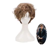 Wig for Fantastic Beasts And Where To Find Them t Scamander Short Brown Ombre Curly Cosplay Wigs Halloween Prop Hair Role Play