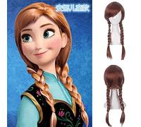 Wig for Fashion Trend for Daily Use Cos Wig Frozen Anna Double Whip Elsa Princess Children's Halloween Wig Colour: Anna Adult