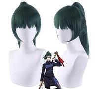 Wig for Fashion Trend for Daily Use Cosplay Wig Curse Back To War Zenyuan Maki Dark Green Tiger Mouth Clip Ponytail