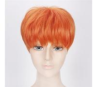 Wig for Fashion Trend for Daily Use Handsome Korean Male Celebrity With The Same Wig Anime Cosplay Short Hair Fluffy Pure Orange