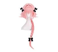 Wig For Game Fate Apocryph Astolfo Cosplay Wig 75cm Pink Heat Resistant Synthetic Wig + Wig Cap + 3 Black Bowknots Wigand3Bowknots