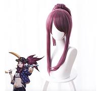 Wig for Game LOL KDA Akali Cosplay Wigs Style The Rogue Assassin Women Hair Explosion Turned Horse Tail Halloween Christmas Wigs
