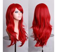 Wig for Halloween Fashion Christmas Party Dress Up Wig Cos Anime Wig 70Cm Long Curly Hair Cosplay Color Stage Headgear Color: Wine Red K048-8