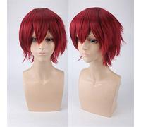 Wig for Halloween Fashion Christmas Party Dress Up Wig Cos Wig Juvenile Anti-Curled Short Hair Color Universal Men'S Wig Cosplay Anime Wig Color:Pl-002-15#Dark Red