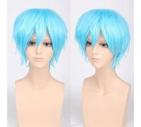 Wig for Halloween Fashion Christmas Party Dress Up Wig Cos Wig Juvenile Anti-Curled Short Hair Color Universal Men'S Wig Cosplay Anime Wig Color:Pl-002-22#Sky Blue