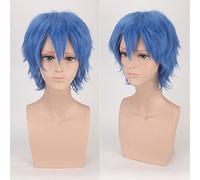 Wig for Halloween Fashion Christmas Party Dress Up Wig Cos Wig Juvenile Reverse Warped Short Hair Color Universal Men'S Wig Cosplay Anime Wig Color:Pl-002-27#浅蓝