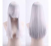 Wig for Halloween Fashion Christmas Party Dress Up Wig Cosplay Anime Wig High Temperature Silk Rose Net Colorful 60Cm Thickening Long Straight Hair Color:Zf60-10 Thickening