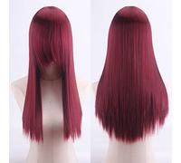 Wig for Halloween Fashion Christmas Party Dress Up Wig Cosplay Anime Wig High Temperature Silk Rose Net Colorful 60Cm Thickening Long Straight Hair Color:Zf60-13 Thickening