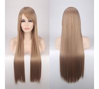 Wig for Halloween Fashion Christmas Party Dress Up Wig Cosplay Wig Color Anime Wig Long Hair Style Headgear 80Cm Straight Hair Color:80Cm Linen Color K026-22