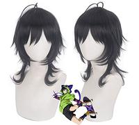 Wig for Halloween Fashion Christmas Party Dress Up Wig Cosplay Wig Sk∞ Sk Unlimited Skateboard Miya Black Short Hair Curling Ends