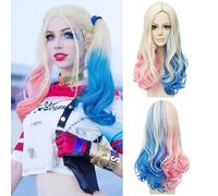 Wig for Harley Quinn, Long Cosplay Wig, Quinn Cosplay, Villain Wig, Wigs Superhero Women's Costume, Blonde Blue Pink for Carnival Halloween Fancy Dress Costumes Party