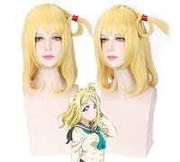 Wig for LoveLive!Sunshine!! Mari Ohara Medium Long Curly Cosplay Wigs Women Female Fake Hair Sale 45cm Synthetic Hair Gold Blond Anime
