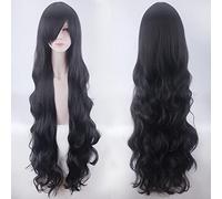 Wig for Matching Clothes Dressing Up Masquerade 1 Metre Universal Long Curly Hair 100 cm Long Curly Hair Everyday Harajuku Cute Girl 14 Colours Cos Wig Big Wave Curly Hair Colour: Jf005-21 (Black)