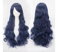 Wig for Matching Clothes Dressing Up Masquerade Cos Wig Colour Anime Wig Button Net High Temperature Wire Universal 80 cm Long Curly Hair Colour: K027-18 (80 cm Indigo Blue)
