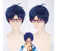 Wig for Matching Clothes Dressing Up Masquerade Cosplay Wig Free! Men's Swimming Club Rei Ryugasaki Blue Anime Wig 220