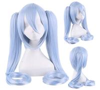 Wig for Matching Clothes Dressing Up Masquerade Miku Senbon Sakura Hatsune Snow Hatsune Sakura Hatsune Albino Hatsune Kamomori Sanae Cosplay Wig Colour: Cy120-6 (Light Blue Hatsune)