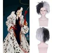Wig for Matching Clothes Dressing Up Masquerade Movie Cuira De Ville Cos Semi-Black and White Two-Colour Afro Cos Wig