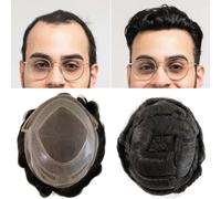 Wig for men Lace Men's Capillary Prothesis Man Toupee Human Hair Wig Front HD Lace Hairline Indian Men Toupee Hairpiece Male Hair Replacement Systems