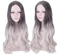Wig for models of wigs female long curly hair centered big wave dyeing wig set black gradient silver white