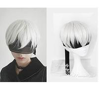 Wig for NieR:Automata 9S Silver Grey Short Wig YoRHa No. 9 Model S Men Anime Cosplay Wig (not including black eye patch) + Wig Cap as the picture